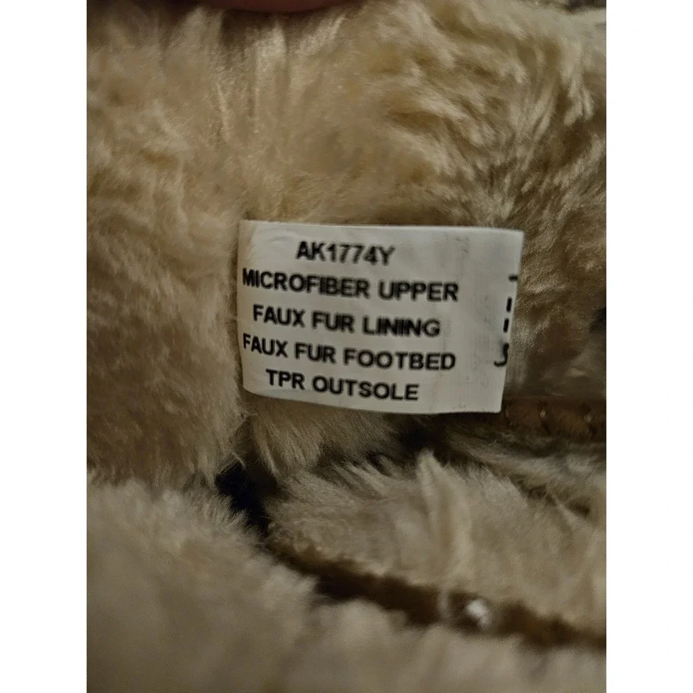 Apres by Lamo‎ Lil Girls 5y Faux Fur Lined Boots Tie Back Bow Tan